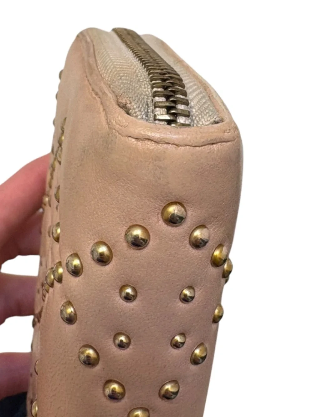Dior pink studded zipper clutch bag wallet lady Dior